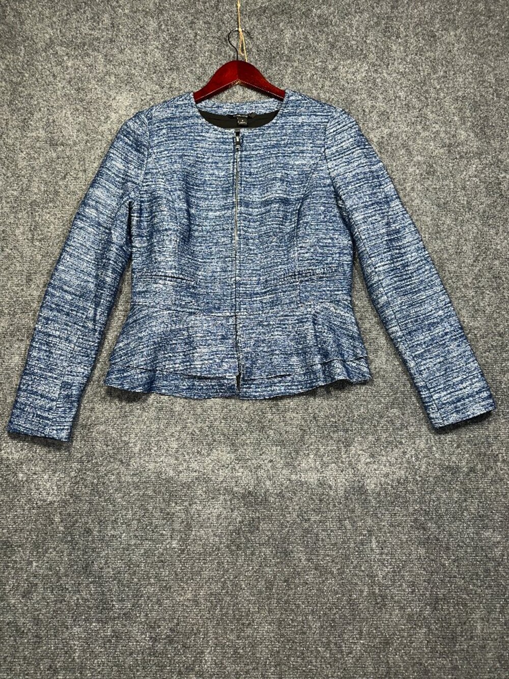 Banana Republic Sweater Women 2 Cardigan Blue Full Zip Lined Fluted Hem